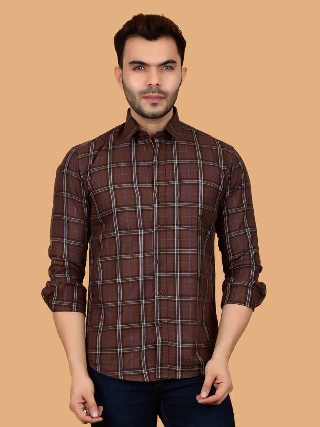 HEED ATTENTIVE Men Regular Fit Checkered Spread Collar Casual Shirt