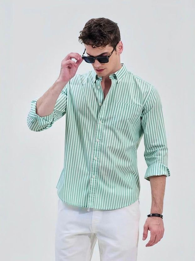 RODEIZ Men Blue Striped Casual Shirt - Image 9