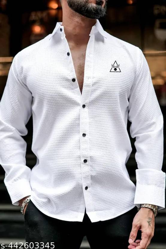 Marmic Fab Men Comfort Fit Fit Polka Print Spread Collar Casual Shirt