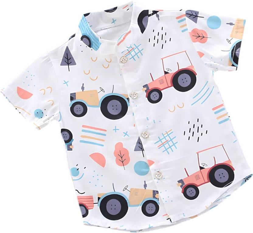 RAVYA TRENDZ Boys Regular Fit Printed Button Down Collar Festive Shirt