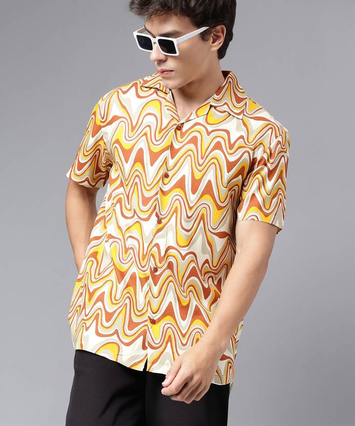 Hancock Men Regular Fit Printed Lapel Collar Casual Shirt