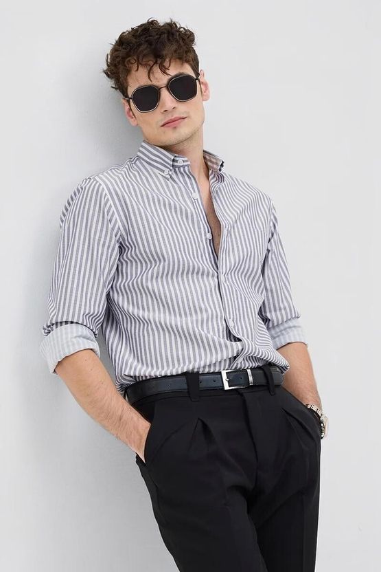 RODEIZ Men Slim Fit Striped Shirt - Image 3