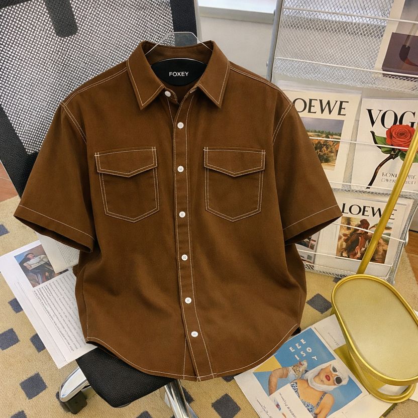 FOXEY Men Oversized Fit Solid Spread Collar Shirt - Image 7