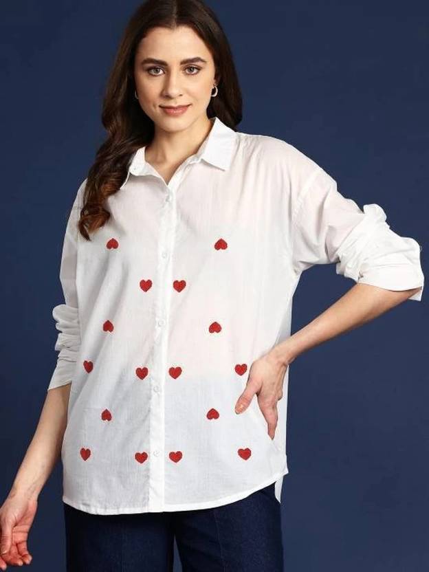 THECLASSICTOGS Women Slim Fit Printed Spread Collar Casual Shirt
