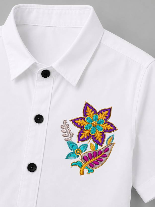 hj fashion Boys Regular Fit Graphic Print Spread Collar Casual Shirt