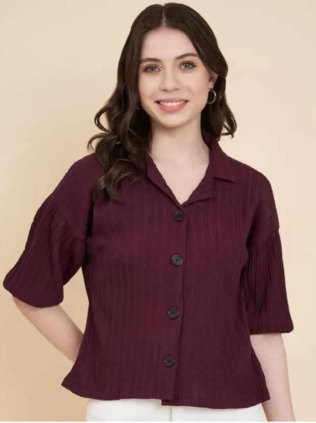 BONDEYE FASHION Women Regular Fit Self Design Lapel Collar Casual Shirt