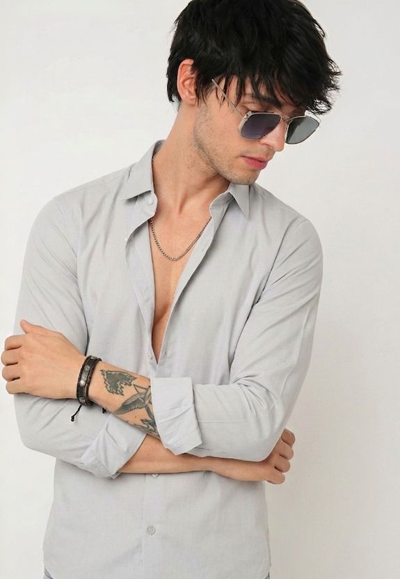 WE KAIKA Men Slim Fit Solid Spread Collar Casual Shirt - Image 8