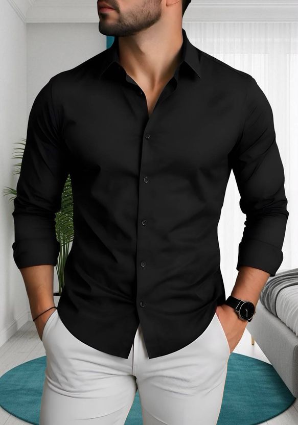 MACSAM Men Regular Fit Solid Spread Collar Shirt - Image 6