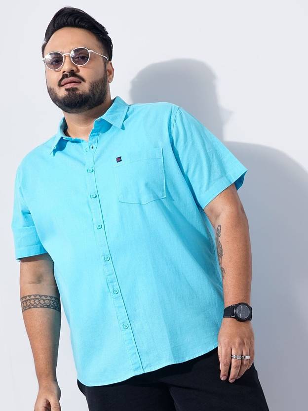 Hardsoda Men Solid Casual Light Blue Shirt