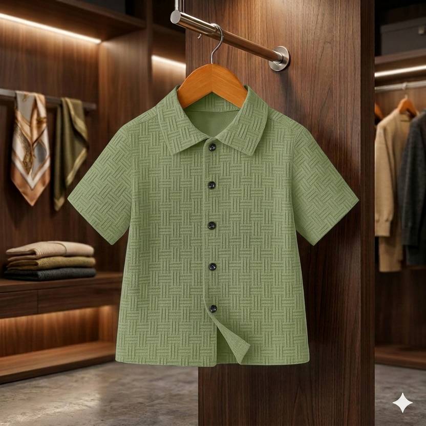 HG TAX Boys Regular Fit Self Design Spread Collar Casual Shirt