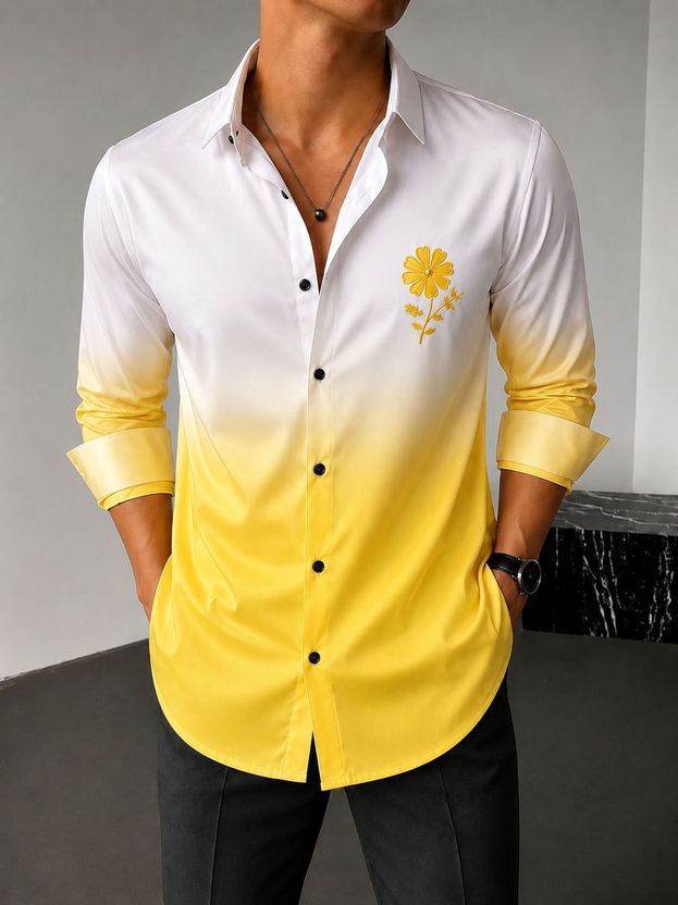 LENUS Men Dyed/Ombre Casual White, Black Shirt - Image 8