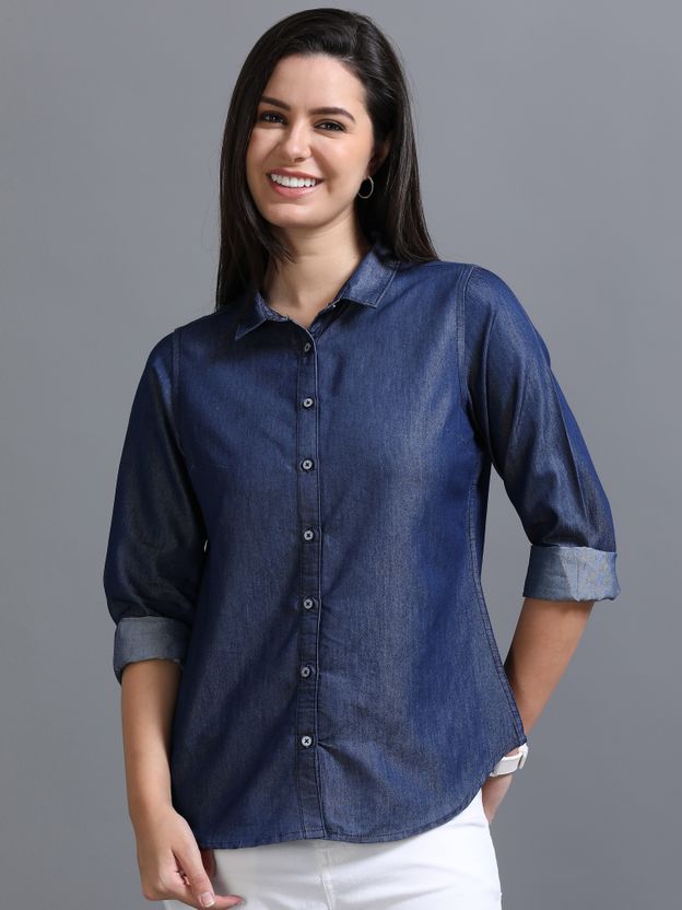 METRONAUT Women Boxy Fit Solid Spread Collar Casual Shirt - Image 10