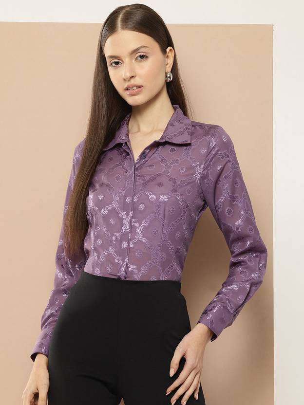 her by invictus Women Regular Fit Self Design Casual Shirt