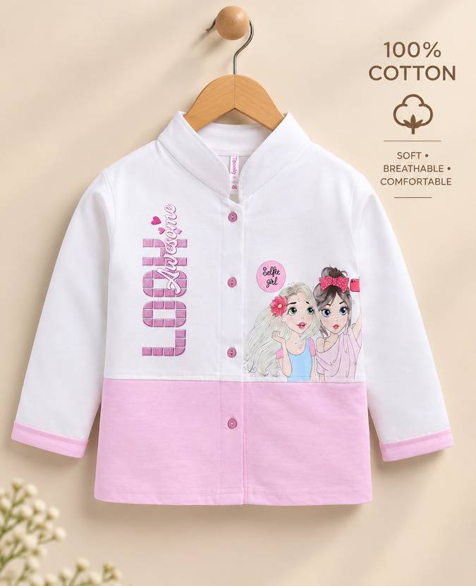 TOONYPORT Girls Printed Casual White Shirt