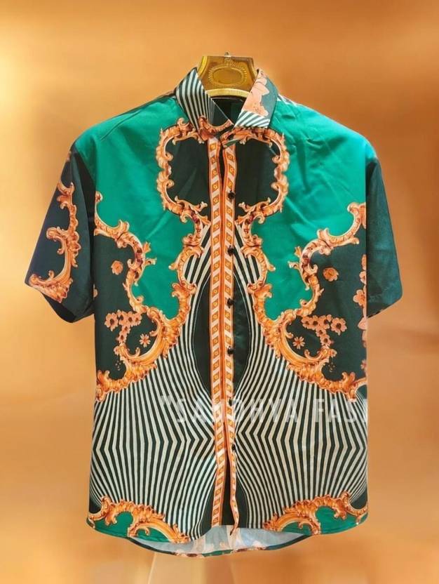 SEVENTEENSTITCH Men Printed, Floral Print Casual Green, Light Green Shirt