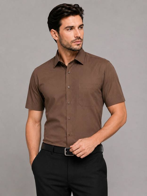 Appel Touch Men Solid Formal Brown Shirt