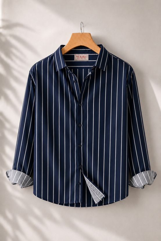 WE KAIKA Men Regular Fit Striped Shirt - Image 4