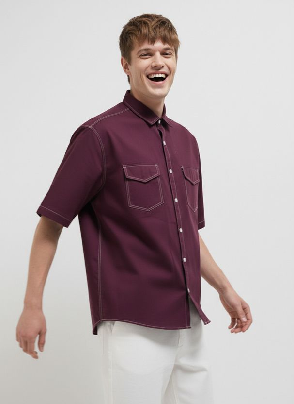 FOXEY Men Oversized Fit Solid Spread Collar Shirt - Image 3