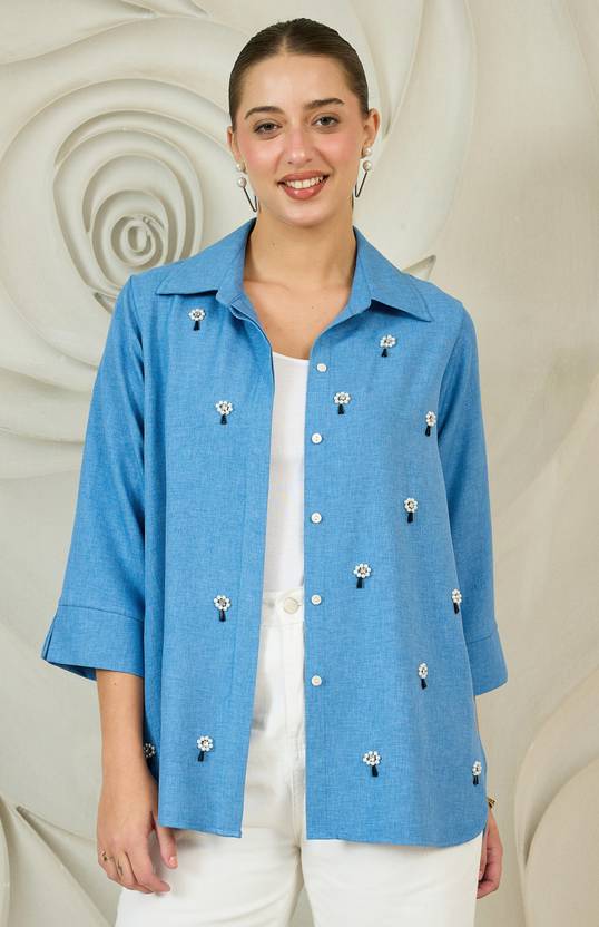 Shally Bhasin By Athena Women Regular Fit Printed Spread Collar Party Shirt