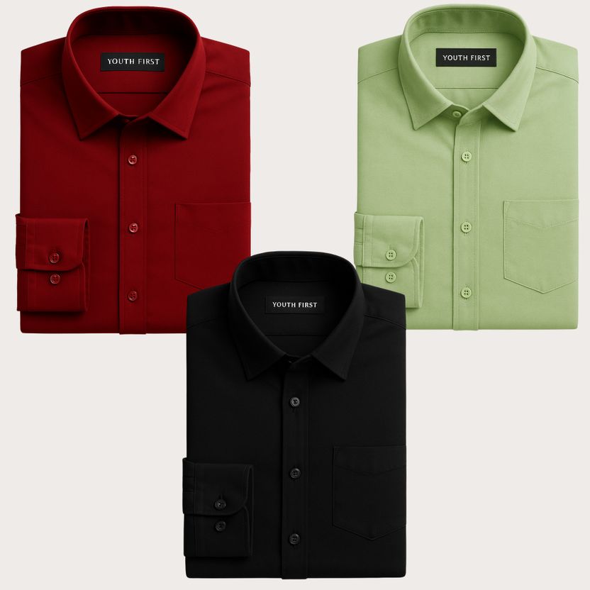 Colix Men Regular Fit Solid Spread Collar Casual Shirt (Pack of 3) - Image 10