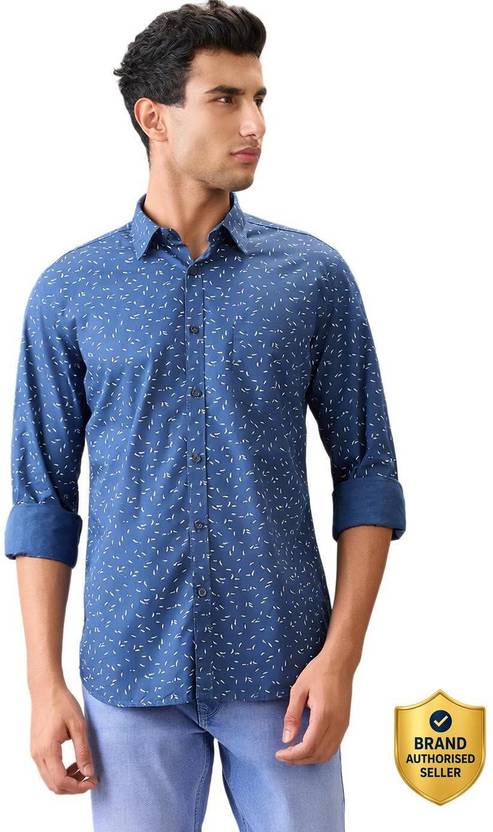 PARX Men Slim Fit Printed Cut Away Collar Casual Shirt