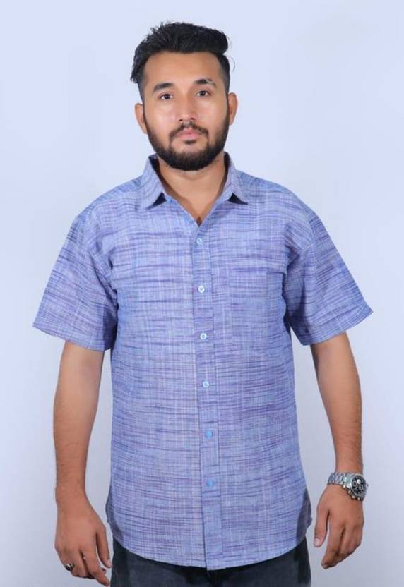 HMcollect Men Regular Fit Self Design Spread Collar Casual Shirt