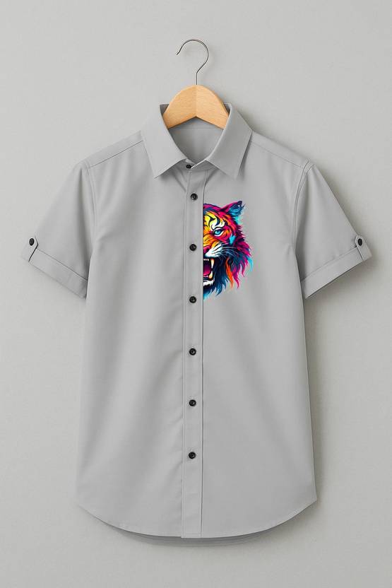 INDOSTREND Boys Regular Fit Animal Print Casual Shirt