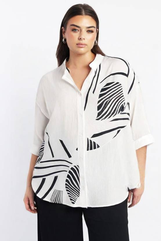 PP Vastram Women Regular Fit Printed Mandarin Collar Casual Shirt