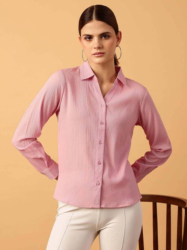 MINT STREET Women Regular Fit Solid Formal Shirt