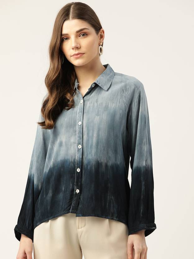maaesa Women Regular Fit Solid Spread Collar Casual Shirt