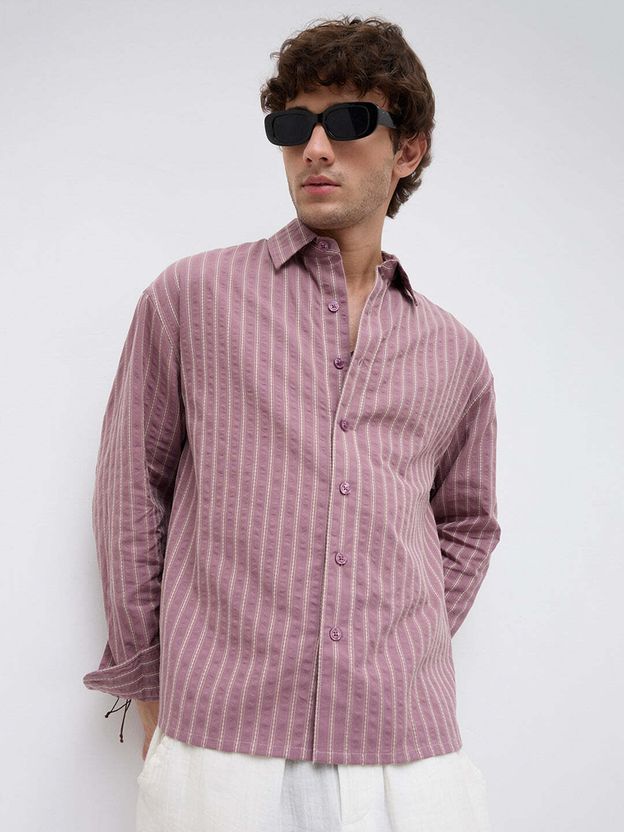 VASTRADO Men Oversized Fit Striped Shirt - Image 4