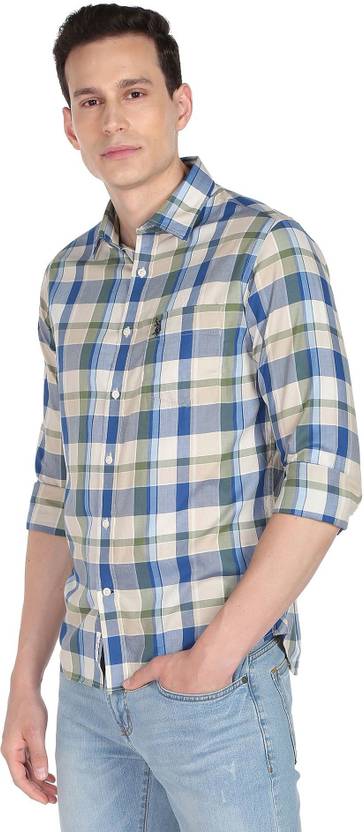 Men Regular Fit Checkered Spread Collar Casual Shirt