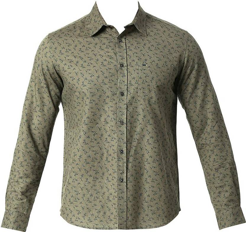 Men Slim Fit Printed Spread Collar Casual Shirt