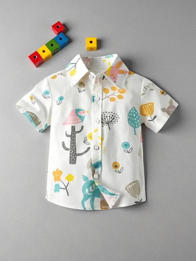 DHEER FASHION Baby Boys Regular Fit Printed, Animal Print, Floral Print Spread Collar Casual Shirt