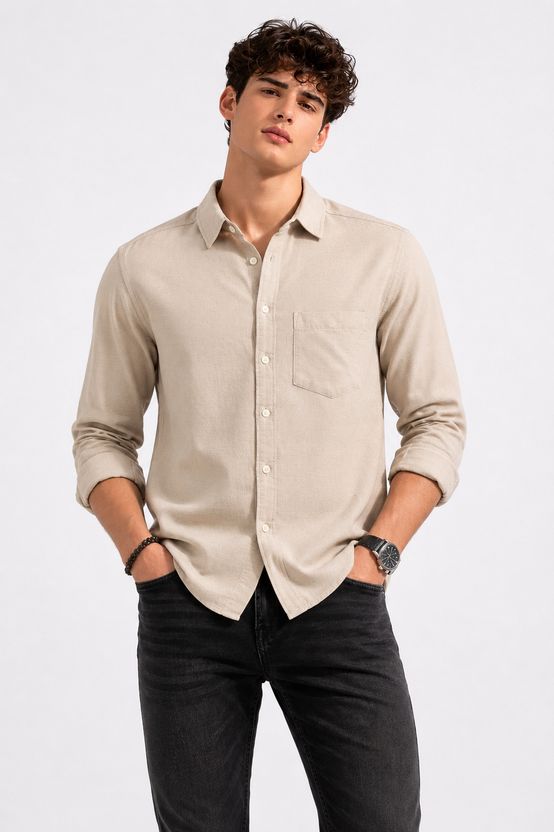 KBAY Men Regular Fit Solid Spread Collar Shirt - Image 1