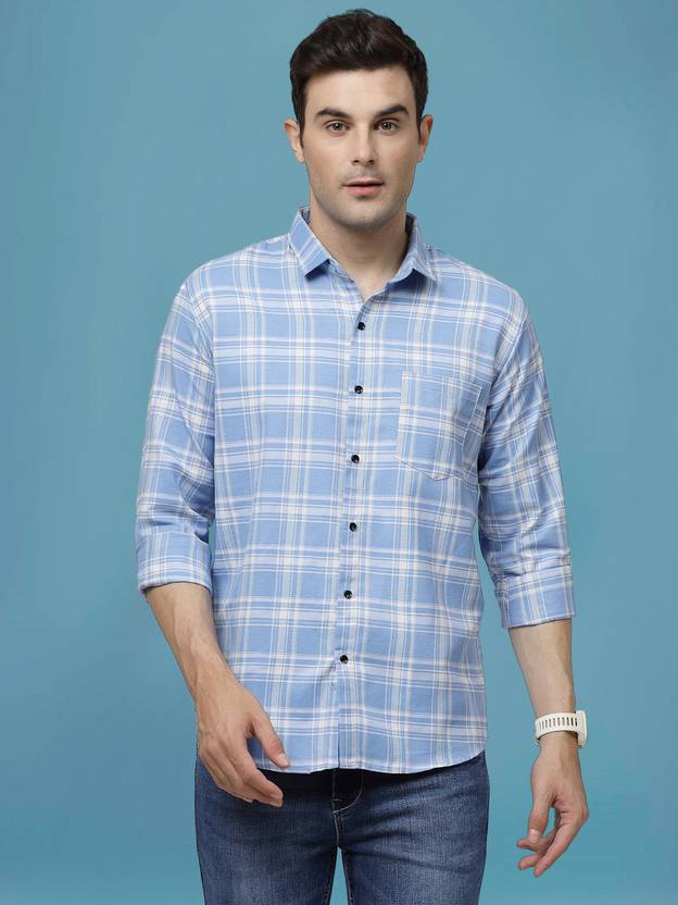 ADWYN PETER Men Checkered Casual Light Blue Shirt Buy ADWYN PETER Men