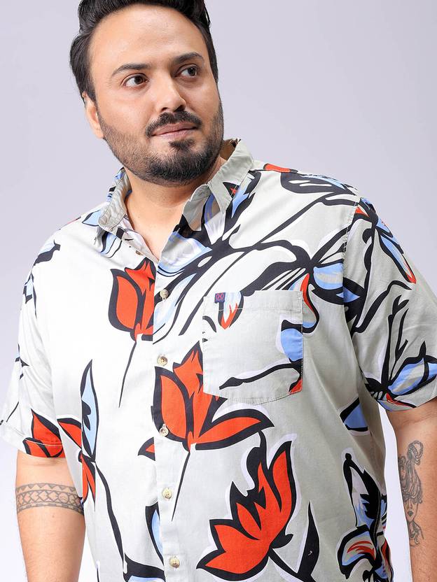 Hardsoda Men Regular Fit Printed Cut Away Collar Casual Shirt