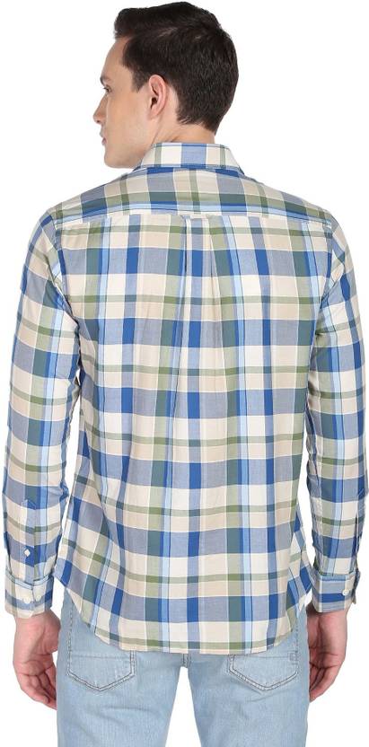 Men Regular Fit Checkered Spread Collar Casual Shirt