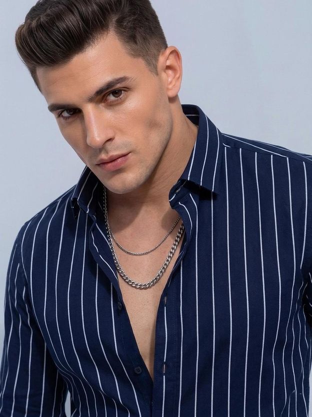 WE KAIKA Men Regular Fit Striped Shirt - Image 10