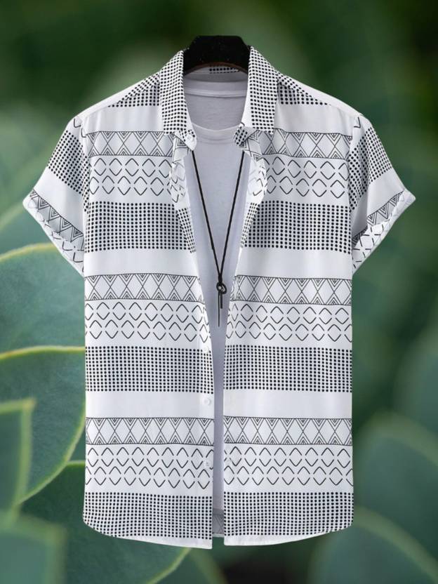 SEVENTEENSTITCH Men Regular Fit Printed Ribbed Collar Casual Shirt
