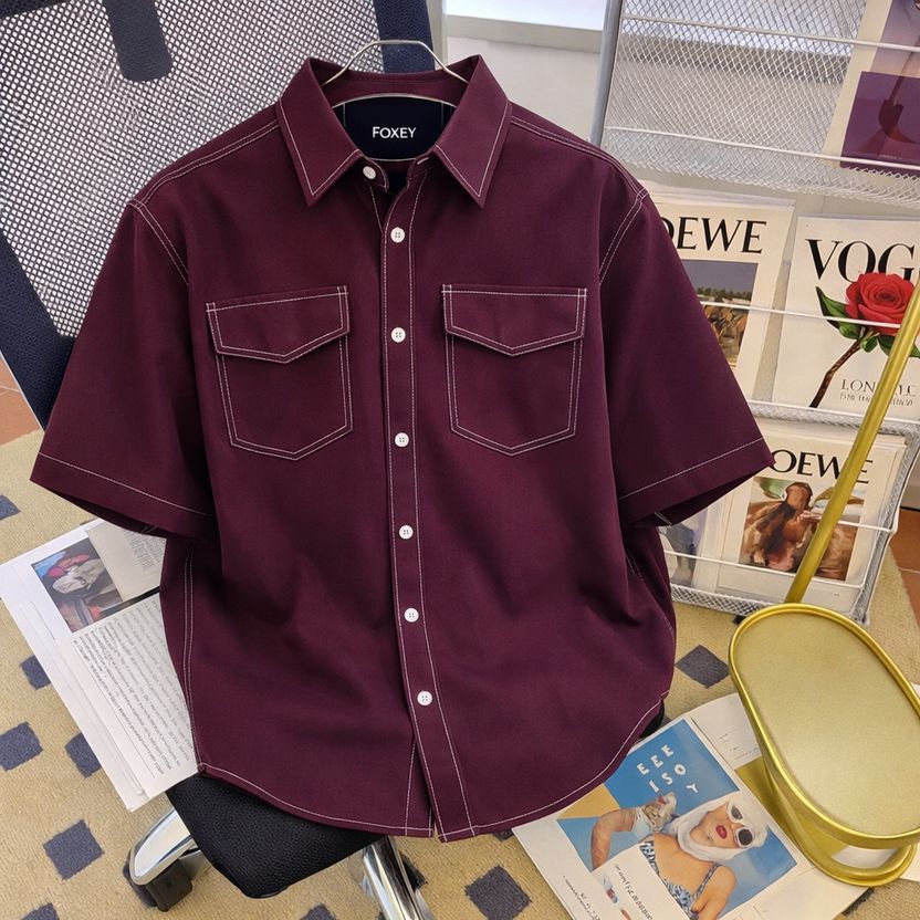 FOXEY Men Oversized Fit Solid Spread Collar Shirt - Image 1