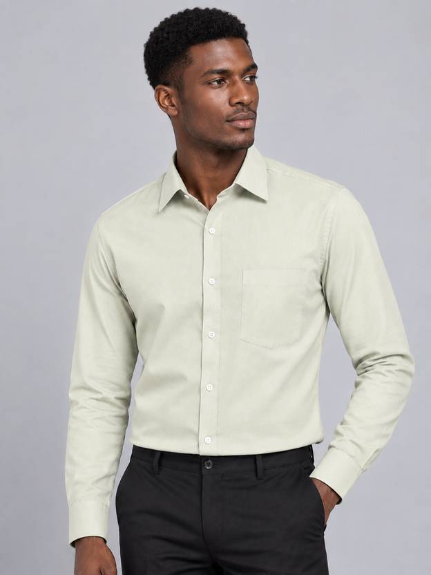 Appel Touch Men Solid Formal Light Green Shirt