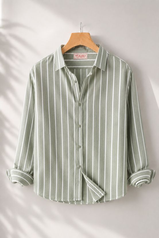WE KAIKA Men Regular Fit Striped Shirt - Image 5