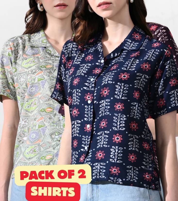 FUBACK Women Regular Fit Floral Print Casual Shirt (Pack of 2)