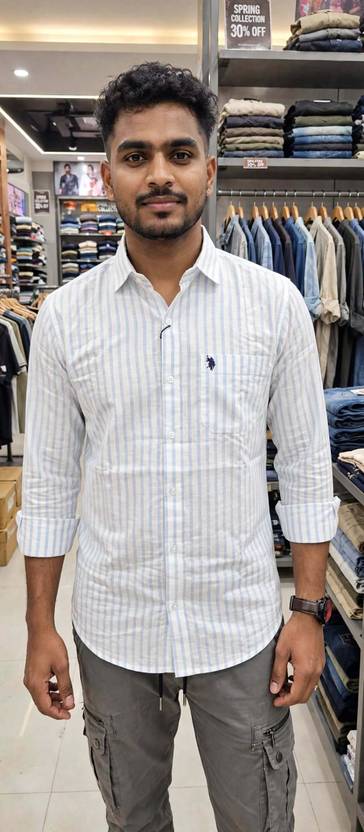 HUMMEL Men Regular Fit Striped Spread Collar Casual Shirt