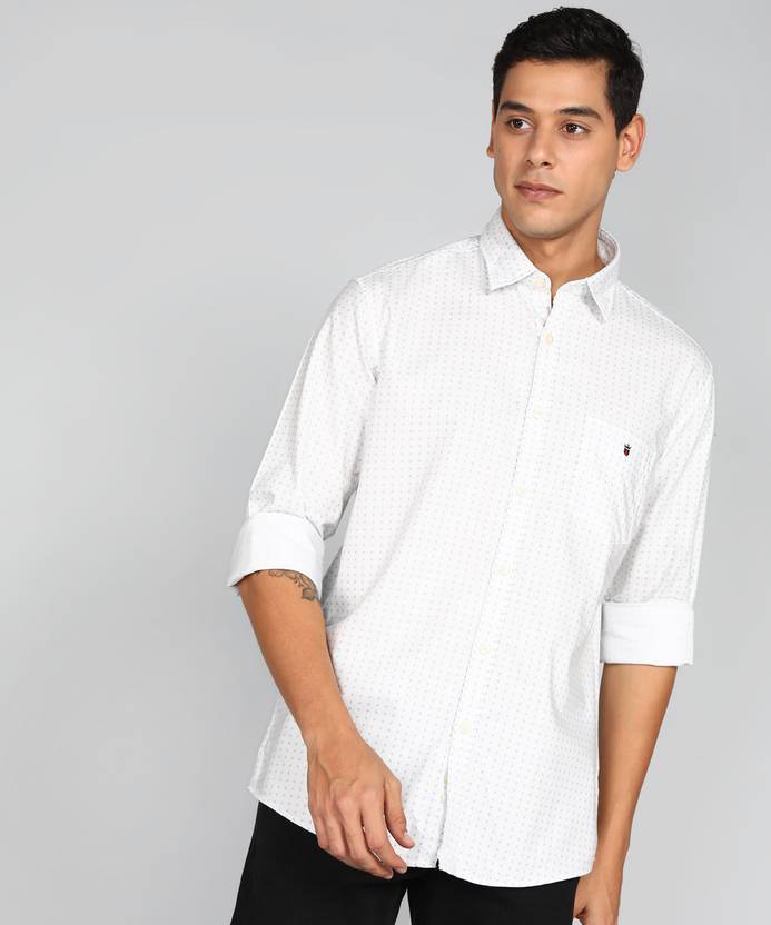 louis philippe sport men printed casual white shirt