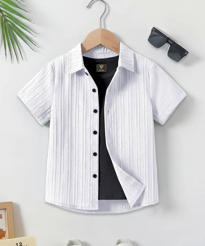 HG TAX Boys Regular Fit Self Design Spread Collar Casual Shirt