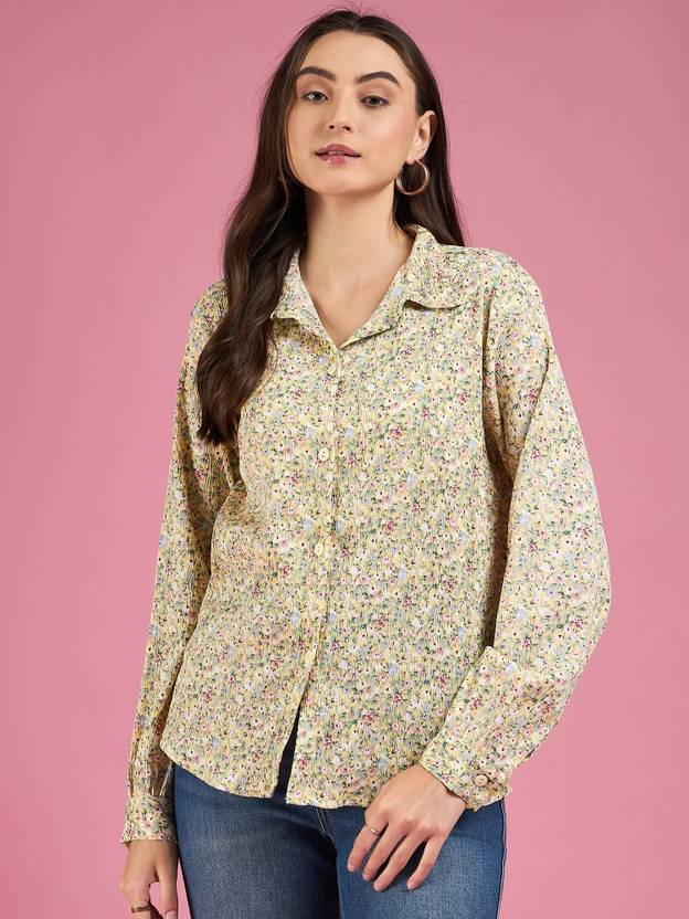 Dressberry Women Regular Fit Printed Spread Collar Casual Shirt