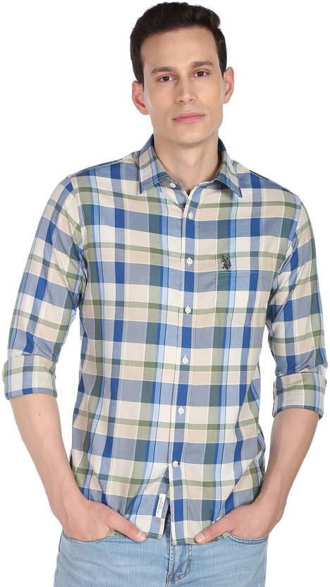 Men Regular Fit Checkered Spread Collar Casual Shirt