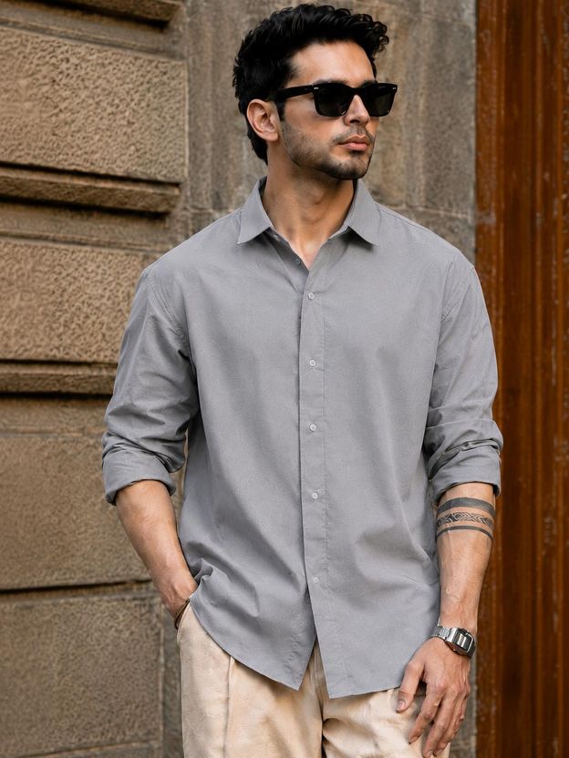 BROCON Men Regular Fit Solid Spread Collar Shirt - Image 6